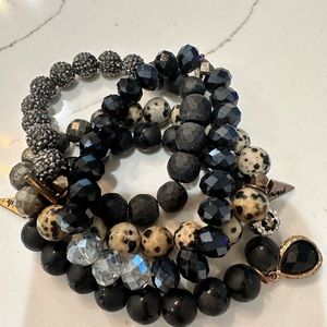 Ermish black 4 piece bracelet set